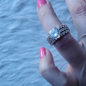 Sterling silver and cubic zirconia engagement band